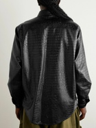 4SDesigns - Croc-Effect Faux Leather Overshirt - Black