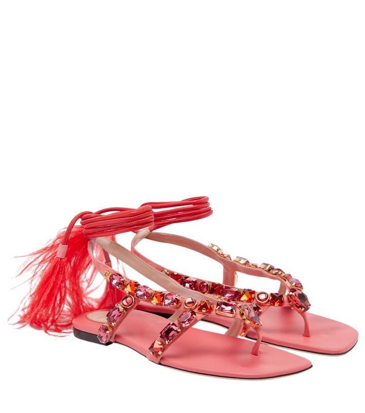 Photo: Valentino Garavani Embellished suede thong sandals