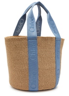 Chloe Woody Logo-embroidered Raffia Basket bag - Blue - One Size