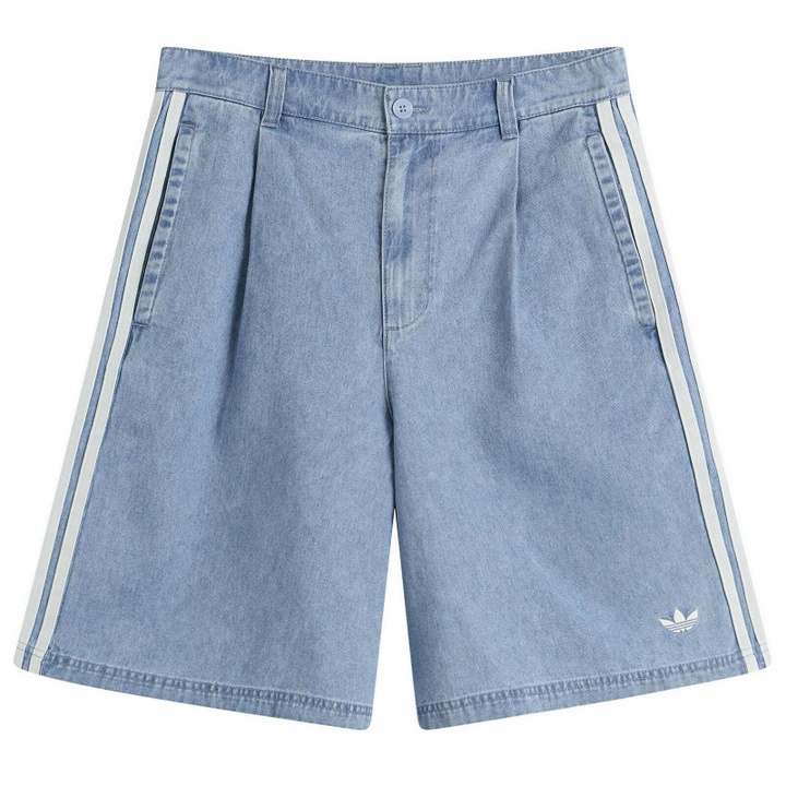 Photo: Adidas Men's Denim Shorts in Light Blue