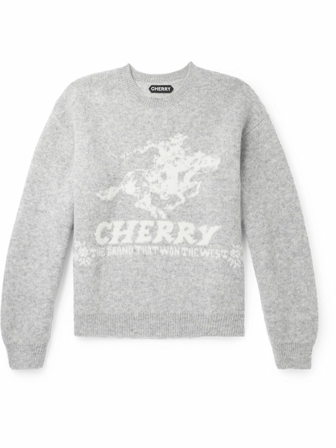 Photo: Cherry Los Angeles - Intarsia-Knit Alpaca-Blend Sweater - Gray
