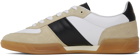 BOSS Beige & White Leather-Suede Sneakers