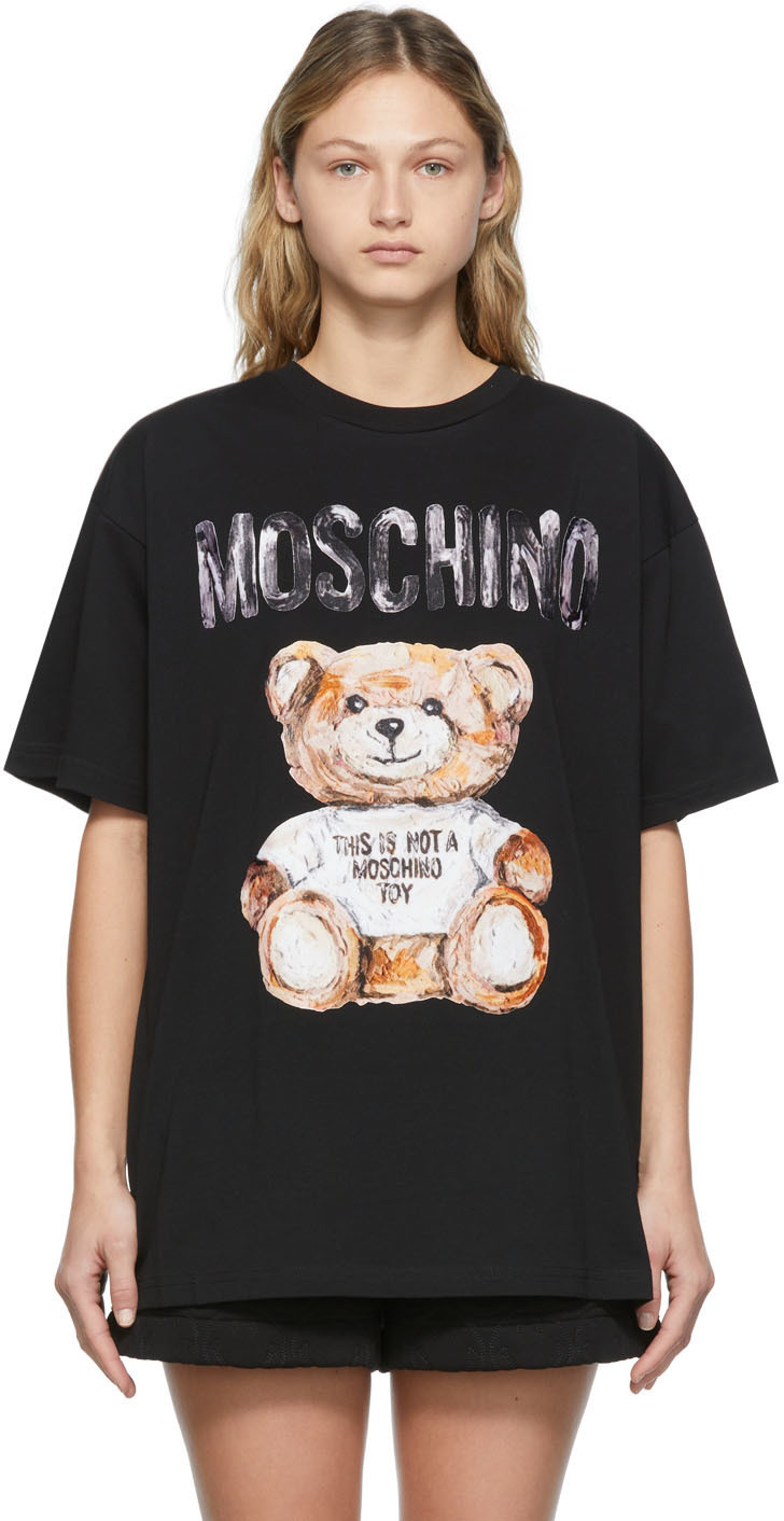 Moschino Black Large Painted Teddy Bear T-Shirt Moschino