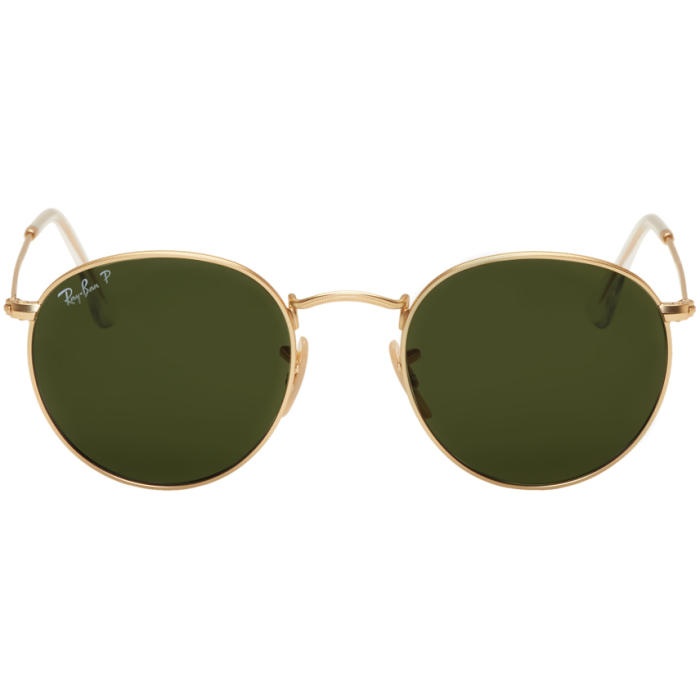 Photo: Ray-Ban Gold and Green Round Sunglasses