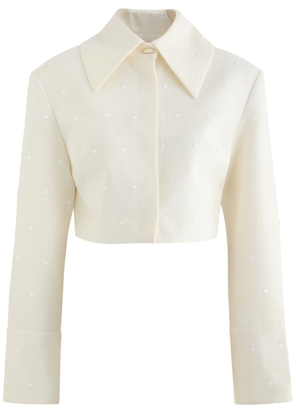 Photo: Clea Aldo Sequin-embellished Woven Jacket Cream