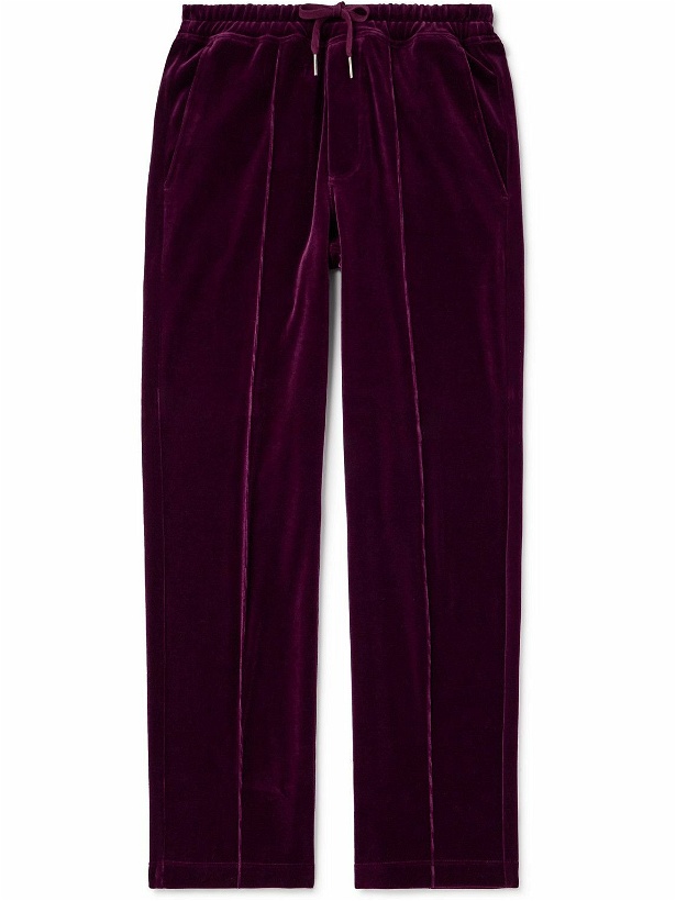 Photo: TOM FORD - Straight-Leg Cotton-Blend Velour Track Pants - Purple