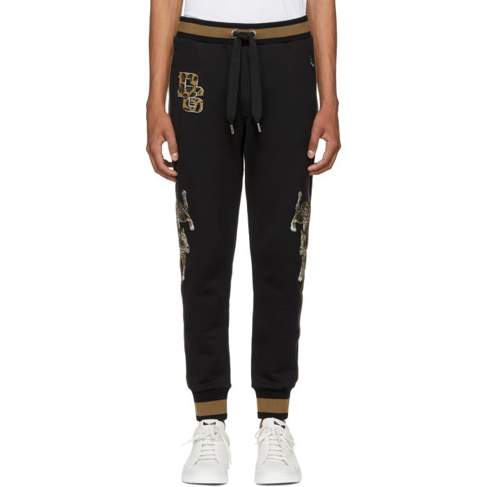 Photo: Dolce and Gabbana Black and Brown Embroidered Lounge Pants