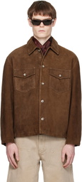 COOR Brown Two-Tone Button Suede Jacket