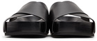 CO Black Leather Cross Slide Sandals