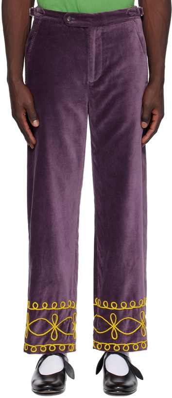 Photo: Bode Purple Embroidered Scrollwork Trousers