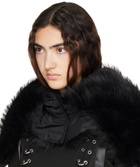 Simone Rocha Black Split Faux Fur Zip Hood