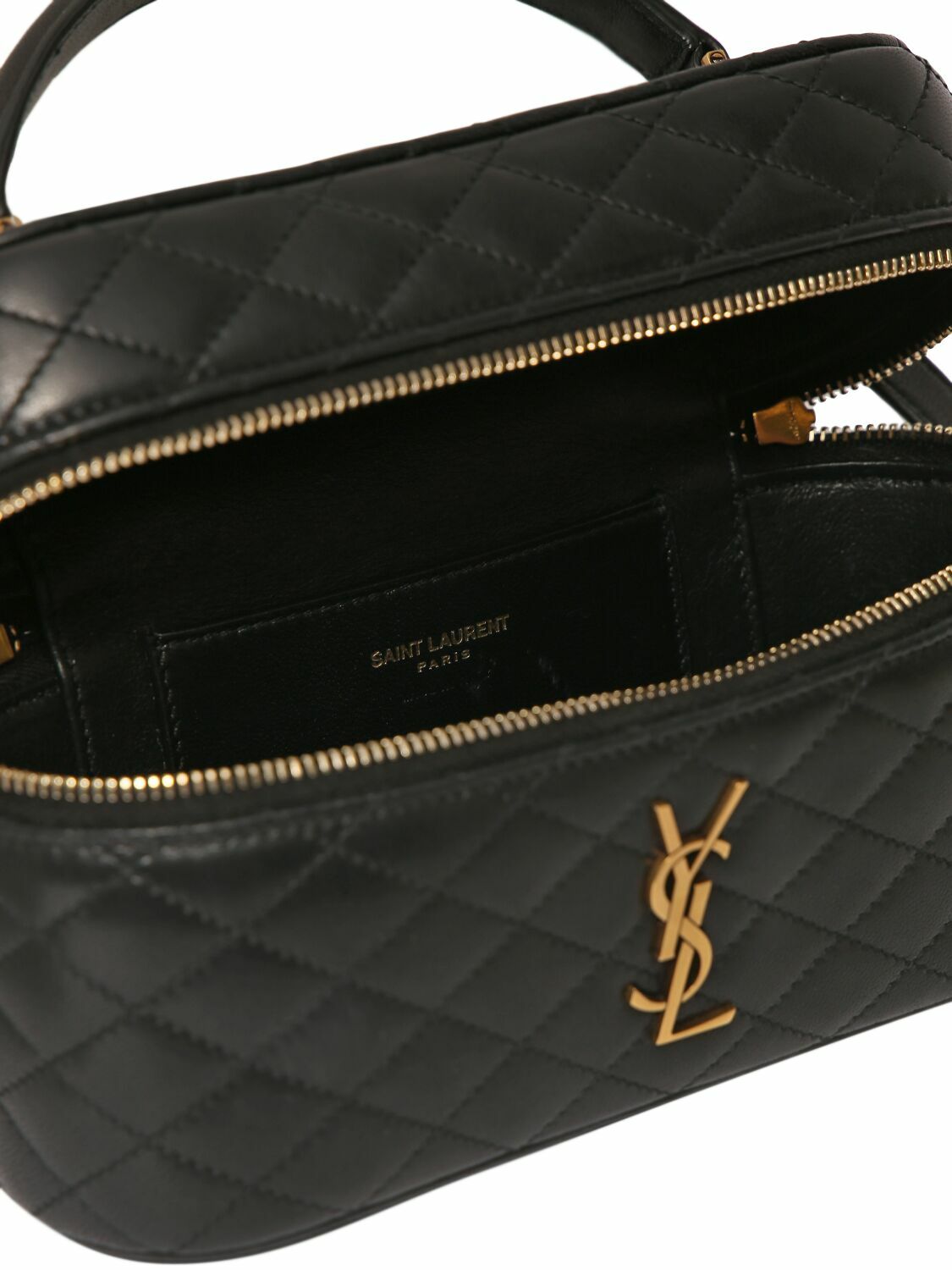 SAINT LAURENT - Mini Gaby Leather Vanity Bag W/ Strap Saint Laurent