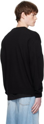 We11done Black Logo Rhinestone Knit Pullover Sweater