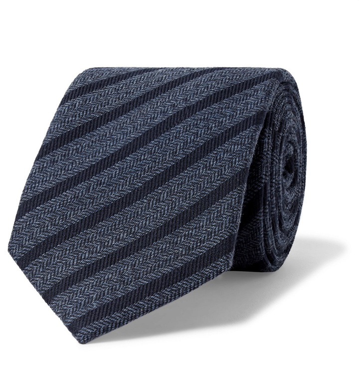 Photo: Kingsman - 8cm Striped Wool and Silk-Blend Tie - Blue