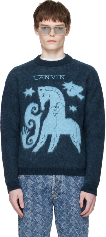 Photo: Lanvin Navy Lunar Year Jacquard Mohair Sweater