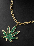 Sydney Evan - Large Pot Leaf Gold Diamond Necklace