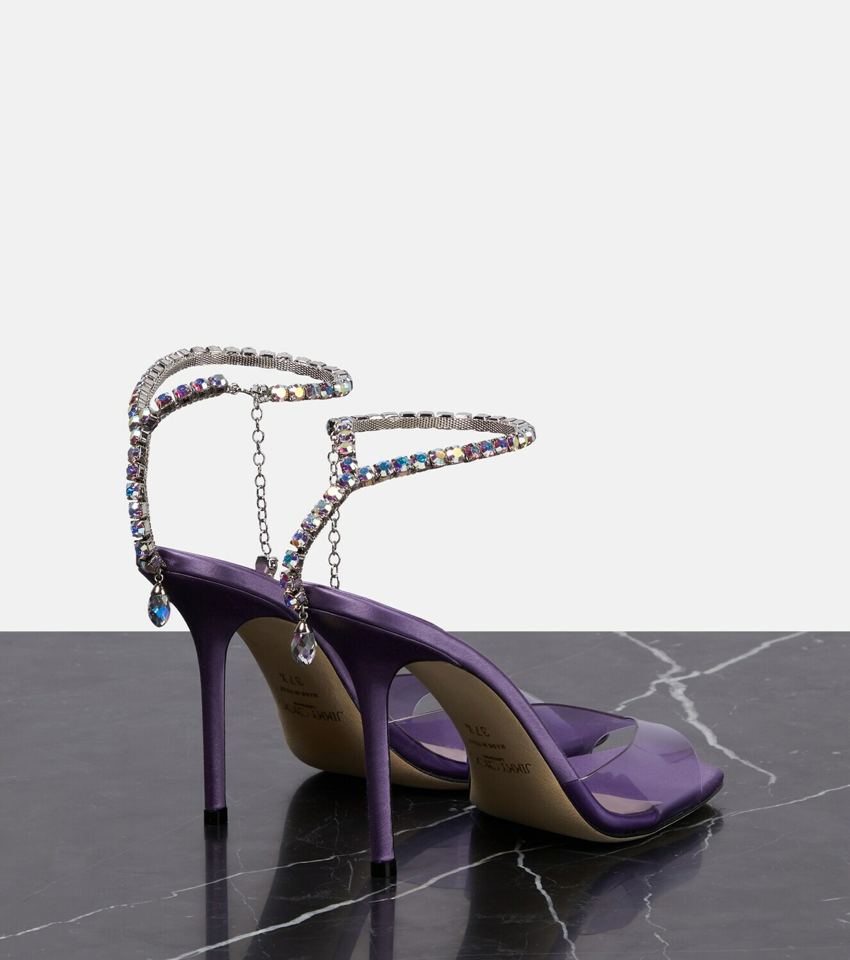 Super Glam 100 embellished PVC and lamé sandals