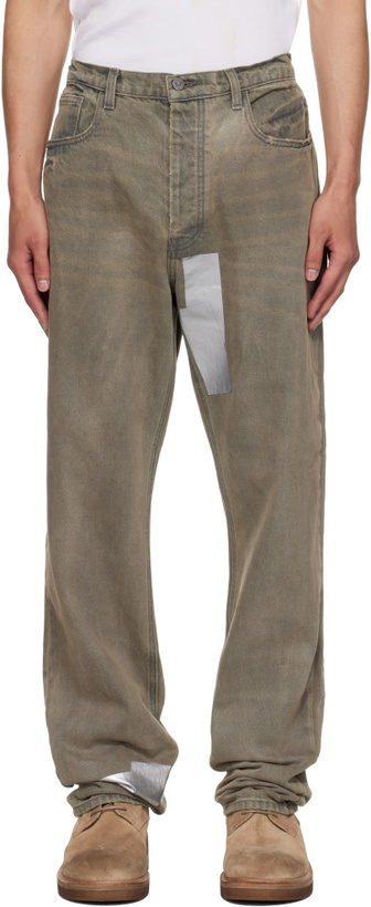 Photo: ALEXANDER DIGENOVA Gray Straight Leg Duct Tape Jeans