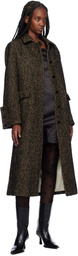 GANNI Brown Herringbone Wool Coat