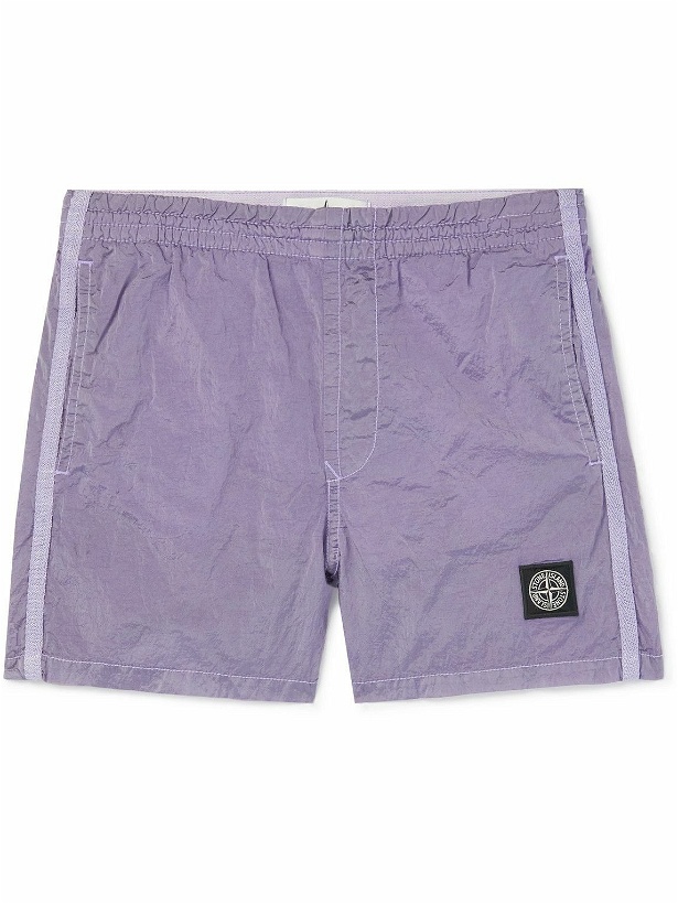 Photo: Stone Island Junior - Ages 6-8 Logo-Appliquéd Straight-Leg Mid-Length Swim Shorts - Purple