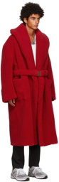 Casablanca Red Faux-Shearling Robe Coat