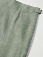 Richard James - Hepworth Straight-Leg Pleated Herringbone Linen and Wool-Blend Suit Trousers - Green