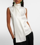 Bottega Veneta Scarf-detail silk-blend satin top