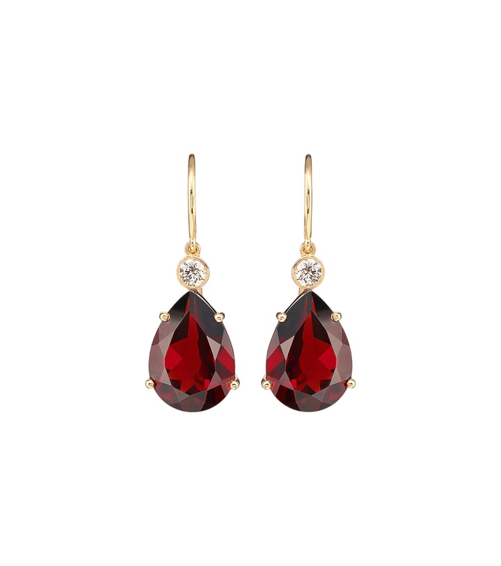 Photo: Ileana Makri 14kt gold (750/1000) earrings with garnets and diamonds
