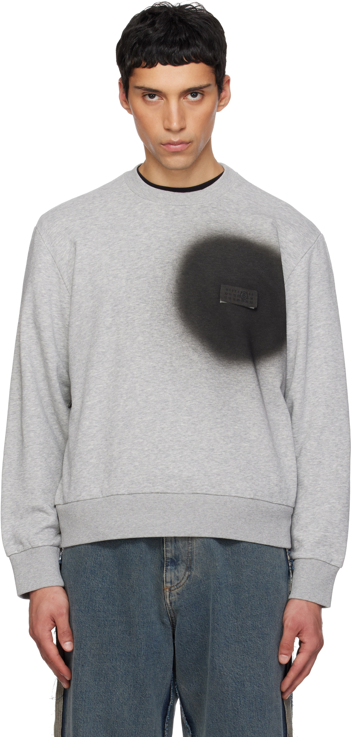 MM6 Maison Margiela Gray Spray Print Sweatshirt