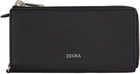 ZEGNA Black Zip Continental Wallet