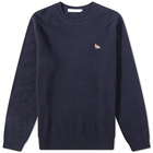 Maison Kitsuné Men's Baby Fox Patch Cosy Crew Knit in Navy