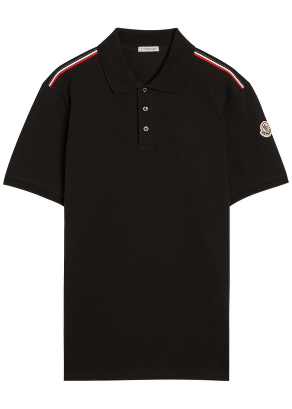 Photo: Moncler Logo-appliquéd Piqué Cotton Polo Shirt Black