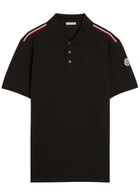 Moncler Logo-appliquéd Piqué Cotton Polo Shirt Black
