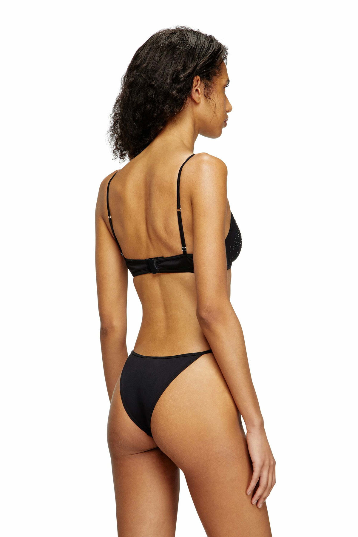 Diesel Microfibre briefs with crystals - Strings Womens in Black