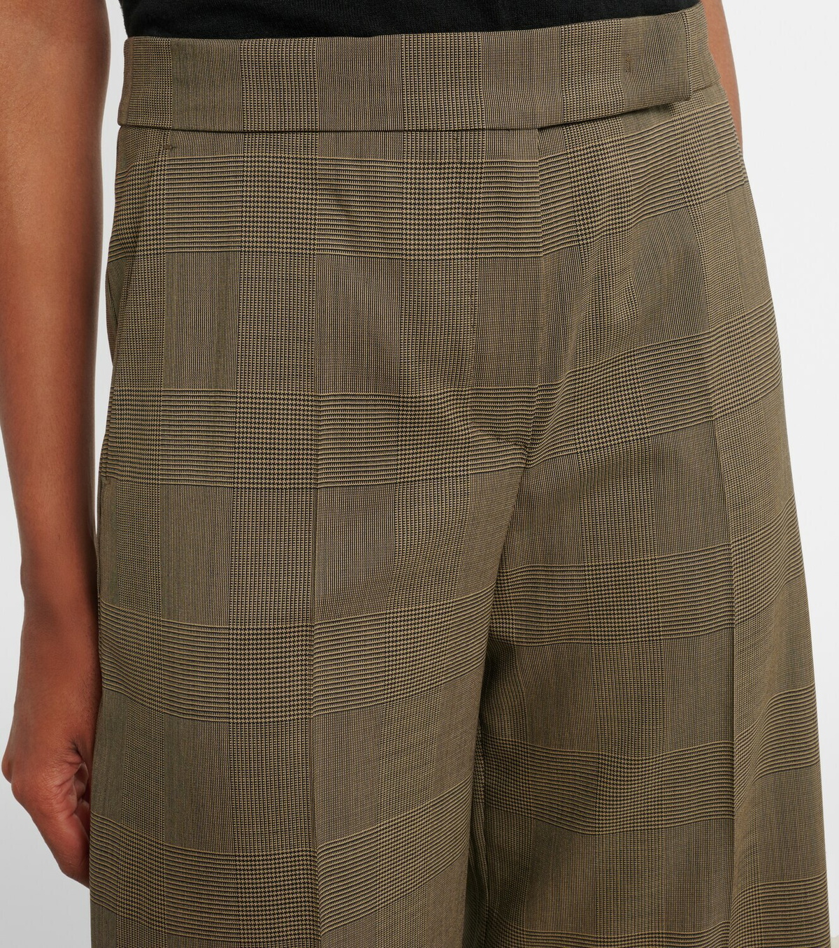 Max Mara Checked virgin wool wide-leg pants