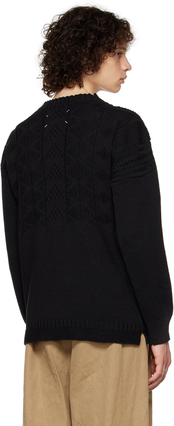 Black Cable Knit Sweater by Maison Margiela on Sale