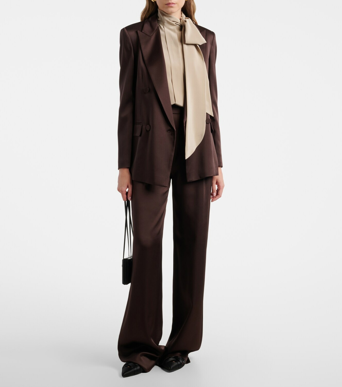 Max Mara Pleated tie-neck silk crêpe de chine top
