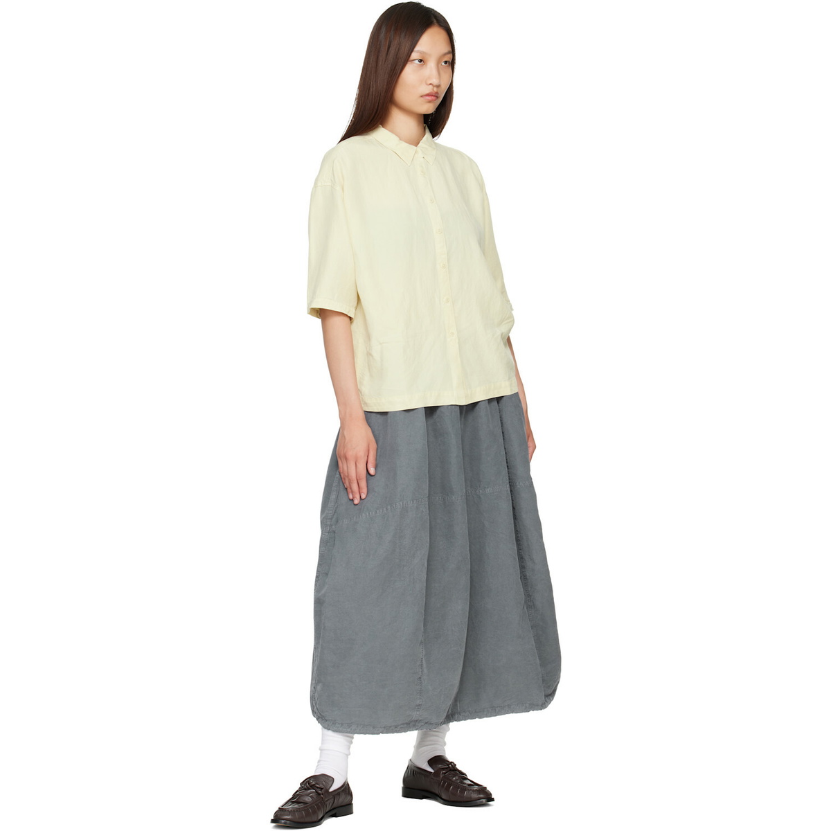 YMC Gray Parachute Midi Skirt