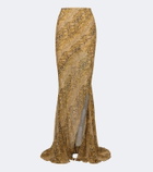De La Vali Oryx snake-print georgette maxi skirt