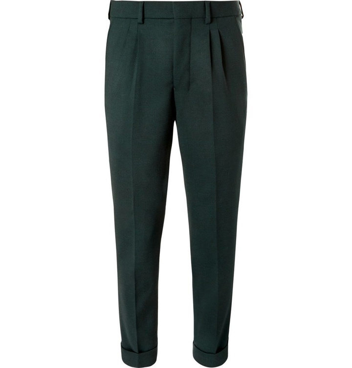 Photo: AMI - Tapered Pleated Twill Trousers - Green