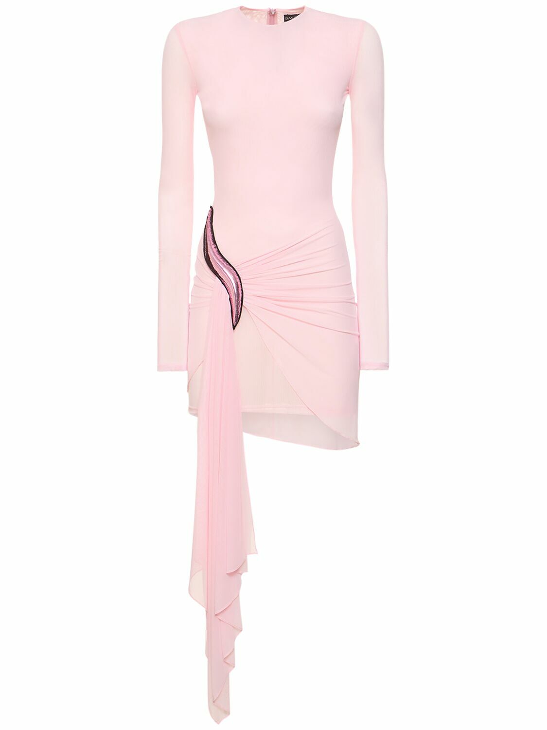 mini david koma dress David Koma SILVER POLKA-DOTS OVERLAY MINI DRESS BLACK/SILVER / 8