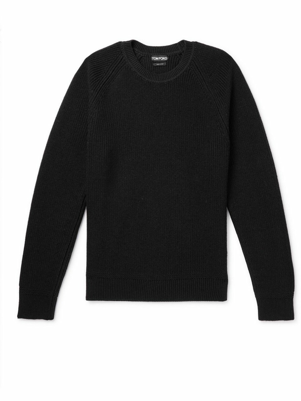 Photo: TOM FORD - Slim-Fit Ribbed Wool and Silk-Blend Sweater - Black