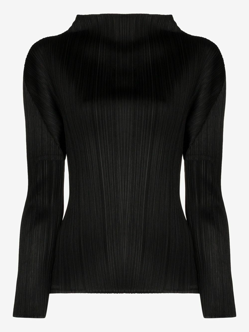 Pleats Please Issey Miyake Black Plissé Mock Neck Top Pleats