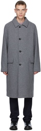 Theory Heather Grey Knit Wool Coat