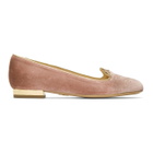 Charlotte Olympia SSENSE Exclusive Pink Velvet Kitty Slippers