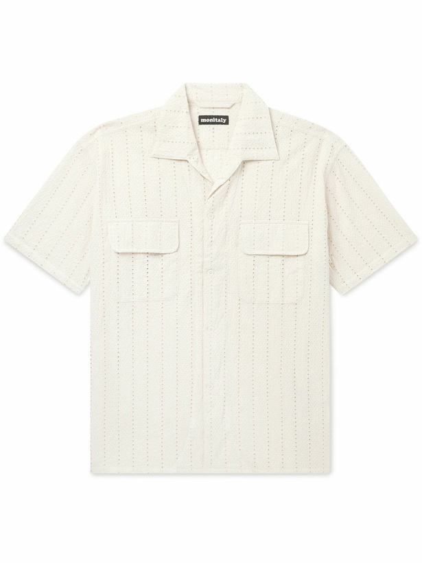 Photo: Monitaly - Milano Hakoba Broderie Anglaise Cotton Shirt - Neutrals