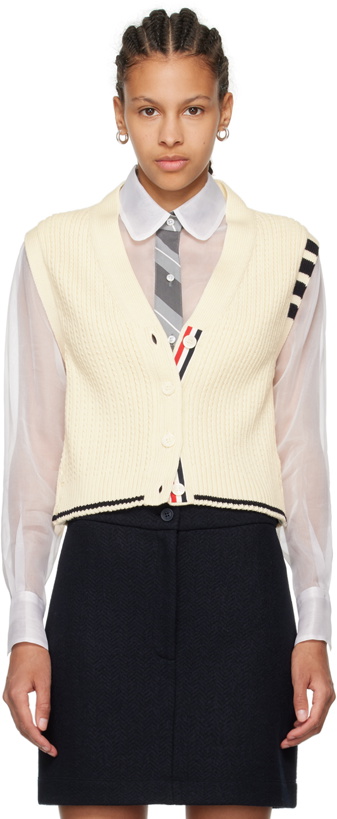 Photo: Thom Browne Off-White Cropped Cardigan