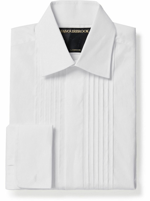 Photo: Favourbrook - Pleated Double-Cuff Cotton-Poplin Tuxedo Shirt - White
