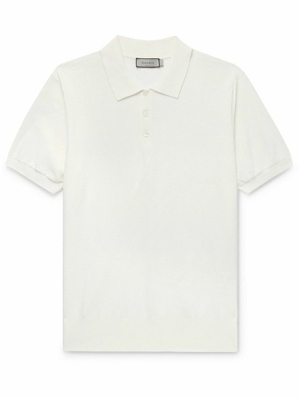 Photo: Canali - Cotton-Piqué Polo Shirt - White