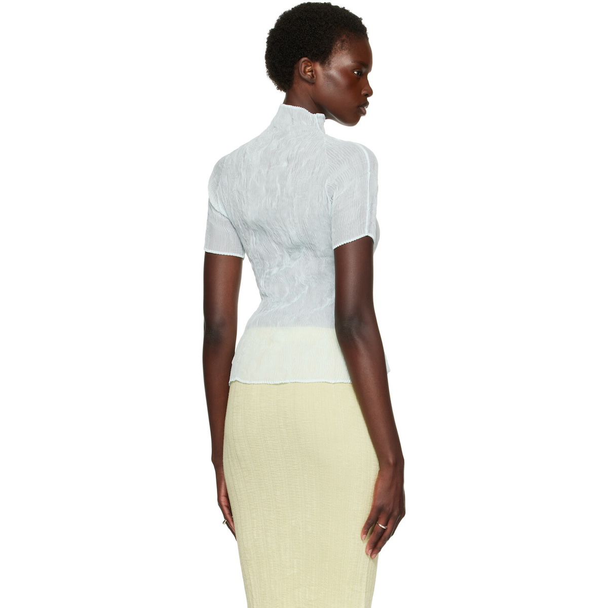ISSEY MIYAKE Blue Chiffon Twist 1 Top